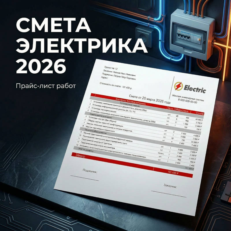 Автоматическая смета и прайс-лист на электромонтажные работы в Excel 2026
